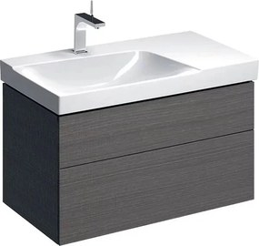 Dulap baza pentru lavoar cu blat suspendat sifon stanga Geberit Xeno2 gri 2 sertare 88 cm