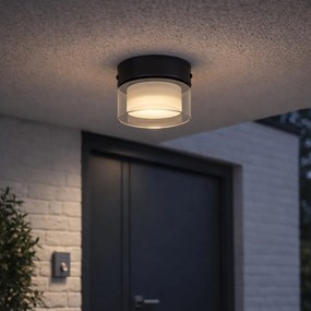 Plafonieră modernă neagră cu sticlă fumurie - Puck