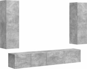 vidaXL Set comodă TV Pe perete 3 pcs Gri din beton Lemn compozit