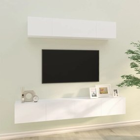 Set dulap TV, 4 piese, alb, lemn prelucrat 4, Alb, 80 x 30 x 30 cm