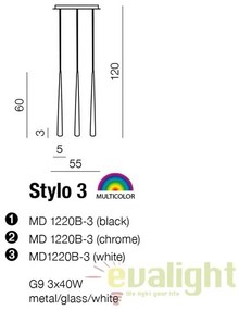 Lustra design modern Stylo 3 chrome