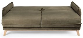 Canapea verde extensibilă cu tapițerie din catifea reiată 218 cm Tori – Bonami Selection