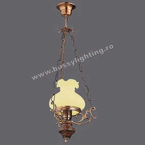 Lustra Aladdin cu Diam 25 cm, Rustic, Bronz Antichizat, Lemn, Abajur Crem - Bussy Lighting 2006-62-12A