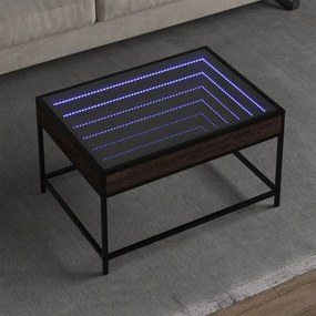 847686 vidaXL Măsuță de cafea cu LED infinity, stejar maro, 70x50x41 cm