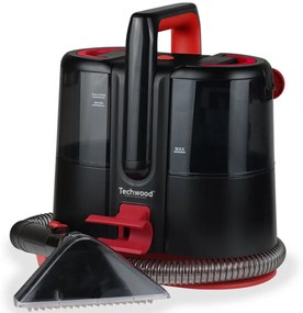 Aspirator pentru covoare si tapiterii Techwood TAN-6055, 600W, Rezervor de apa curata si reziduala, Negru/Rosu