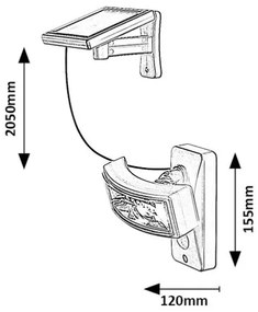 Corp de iluminat LED solar cu senzor VALPOVO LED/2,4W/3,7V IP44 Rabalux 77019