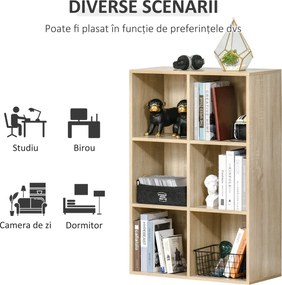 HOMCOM Bibliotecă Modernă cu 6 Cuburi, 65.5x30x97.5 cm, Culoare Stejar | Aosom Romania