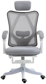 RESIGILAT- Scaun ergonomic, reglabil, tetiera, spatar Mesh, Gri/Alb