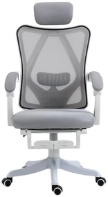 RESIGILAT- Scaun ergonomic, reglabil, tetiera, spatar Mesh, Gri/Alb