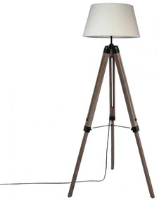 Lampadar Runo, lemn si textil, alb, 65 x 59 x 145 cm, E 27, max 40 W