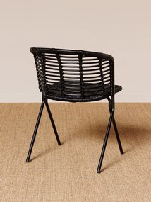 Scaun dining, negru, din rattan, Panama