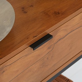 HOMCOM Consola pentru hol cu sertar, masa consola din lemn cu picioare din otel, 80x30x76cm, maro si negru | Aosom Romania