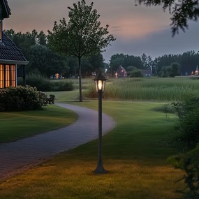 Stâlp clasic de exterior negru 122cm IP44 - New Haven Hammered