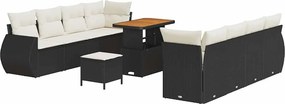 vidaXL Set de canapele pentru grădină cu pernă 11 pcs Negru poliratan