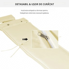 Outsunny Saltea Confortabilă pentru Șezlong, Rezistentă la Apă, Ușor de Întreținut, 198x53x5cm, Alb Crem | Aosom Romania