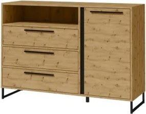 Comoda 130x40x90 cm, Aria, ADRK Furniture (Culoare: Artisan / Negru)