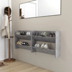 vidaXL Pantofare de perete, 2 buc., gri beton, 80x18x60 cm, PAL