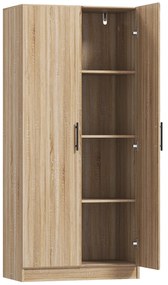 HOMCOM Dulap de Bucătărie Modern cu Rafturi Ajustabile și Uși Amortizate Lemn | Aosom Romania