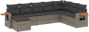 vidaXL Set canapele de grădină cu perne, 8 piese, gri, poliratan