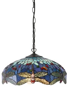 Endon 64080 - Candelabru pe lanț Tiffany DRAGONFLY, 3x E27, max. 60 W, 230 V, Ø 41 cm