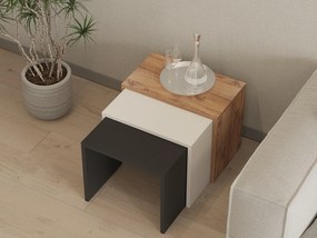 Set 3buc. măsuțe cafea Kibusa (antracit + stejar + alb). 1094326