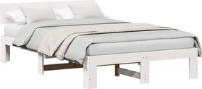 vidaXL Cadru de pat cu headboard Alb 140 x 190 cm Lemn de pin masiv