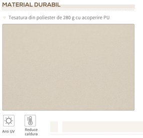 Outsunny Perdea Soare Infasurata pentru Extern in Poliester si Aluminiu, Bej, 365x250cm