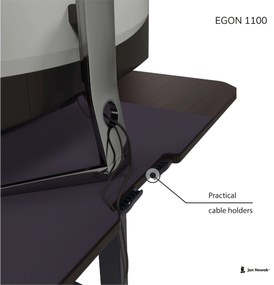 Birou reglabil pe înălțime electric EGON, 1100 x 720 x 600 mm, negru/ nuc