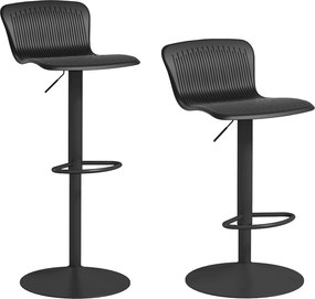 HOMCOM Set 2 Scaune de Bar cu Spătar Ergonomic, 38,5x40x76,5-97,5 cm, Alb | Aosom Romania