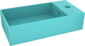 vidaXL Chiuvetă de baie cu preaplin, verde deschis, ceramică