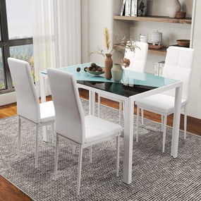HOMCOM Set Masa pentru 4 Persoane cu 4 Scaune Tapițate, Design Modern și Elegant, Ideal pentru Dining, Alb | Aosom Romania