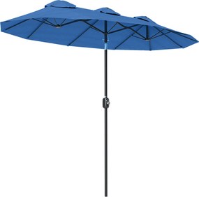 Outsunny Umbrelă de soare, umbrelă de grădină, înclinabilă, cu manivelă, capotă de ventilație, Polyester+Stahl, Marineblau, 295 x 152 cm | Aosom Romania