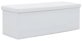 247088 vidaXL Bancă depozitare pliabilă, imitație piele, 110x38x38cm, alb
