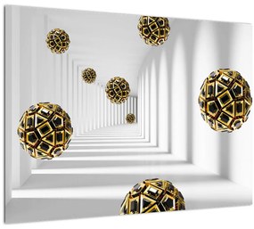 Tablou abstract cu mingi de fotbal (70x50 cm)