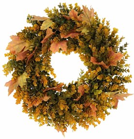Coroniță de eucalipt, diametru 50 cm,portocaliu-verde