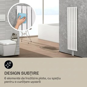 Blumfeldt Ontario 180 x 45 calorifer 1/2" racord lateral, montaj pe perete, slim, 485 watt