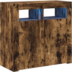vidaXL Dulap cu lumini LED, stejar fumuriu, 80x35x75 cm