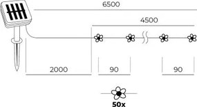 Instalație LED RGB solară 50xLED/0,12W/1,2V 1xAA IP44 600 mAh