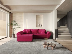 Colțar extensibil dumonde cu ladă de depozitare si sezut confortabil din spuma high-density, Loana Zoom Red 270x185 cm