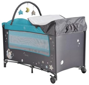 Patut pliant transformabil in tarc copii NOVOKIDS™ Sleepy NEST, 60X120 cm, 2 Niveluri, Masa infasat, Jucarie Carusel cu jucarii din plus, Fermoar