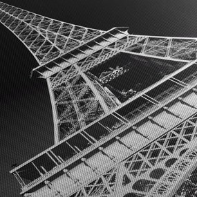 Tablou - Turnul Eiffel, alb-negru (cu ceas) (90x30 cm)