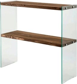 Comoda VENEDIK, nuc, sticla/lemn, 90x30x80 cm