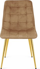 OFERTA Scaun de dining SPLIT VELVET cu picioare aurii, maro clasa a II-a