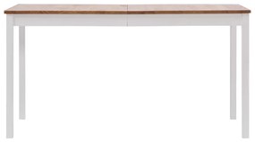 Masa de bucatarie, alb si maro, 140 x 70 x 73 cm, lemn de pin 1, Alb si maro, 140 x 70 x 73 cm