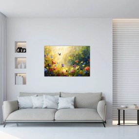 Tablou - Pajiște cu flori de primăvară, pictură (90x60 cm)