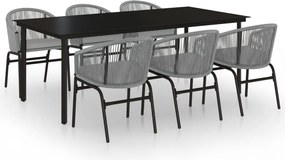 vidaXL Set mobilier de grădină, 7 piese, gri