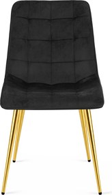 Scaun de masa SPLIT VELVET cu picioare aurii, negru