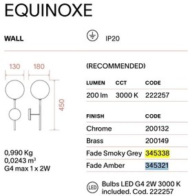 Aplica de perete EQUINOXE AP1 crom/ faded smoky