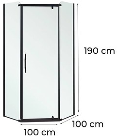 Cabină de duș pătrată Celtic 100x100 cm fără cădiță neagră