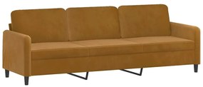 349070 vidaXL Canapea cu 3 locuri, maro, 210 cm, material catifea